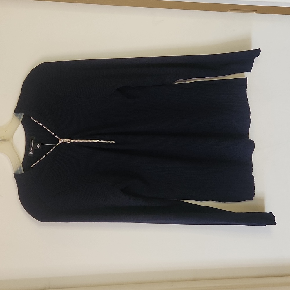Inc. International Concepts Blue Long Sleeve Zip-Up Sweater